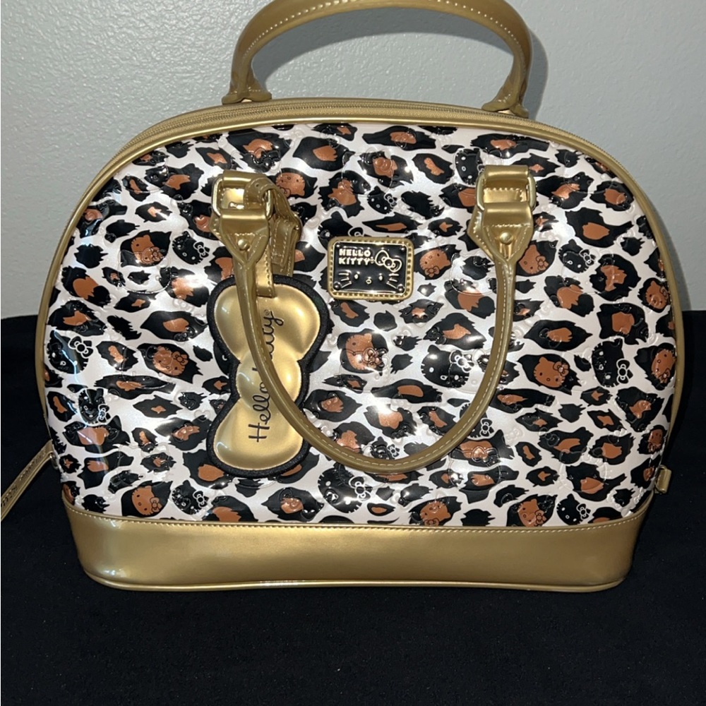 Hello Kitty Gold and Black Leopard Satchel